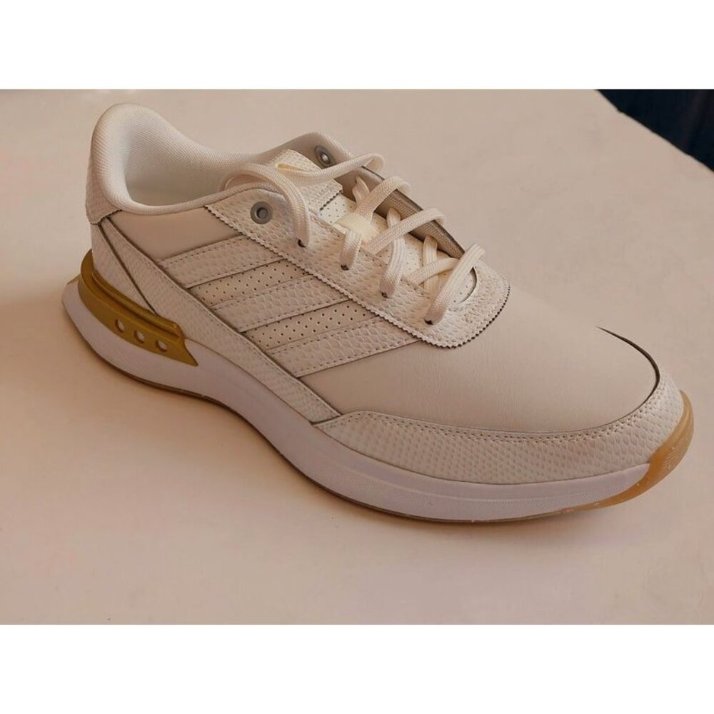 adidas Womens Size 9 S2G SL LEATHER 25 Spikeless Golf Shoes Off White Gold - Picture 1 of 9